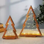 Christmas Decorations, Wooden Christmas Tree, Tabletop Christmas Tree with Light