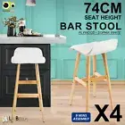 4X Wooden Bar Stool Bentwood Barstool Dining Chair Kitchen Leather SOPHIA WHITE