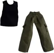 Guohetuk 1/12 Scale Top and Pants Mini Wide Leg Pants Trousers Dress for 6'' Male Dolls Figure Costume, with Vest