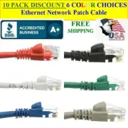 10 PACK 50 Ft Cat5e Ethernet Network Computer Patch Cable for PC, XBOX, PS3, PS4