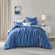 Natural Home Flax Linen Quilt Cover Set Deep Blue (Single,Double,Queen,King,Super King)