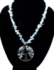 20" AQUAMARINE TREE OF LIFE NECKLACE STERLING SILVER 925 NWT NK8