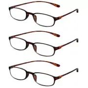 Calabria 718 Flexie Oval Reading Glasses +6.00 Tortoise (3pack) Men/Women Bendab