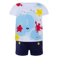 在飛比找momo購物網優惠-【tuc tuc】男童 白藍鯨魚熊寶寶T恤+深藍黃釦短褲 9