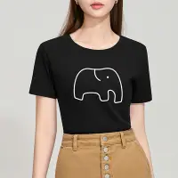 在飛比找Yahoo奇摩購物中心優惠-專注內搭-短袖T恤大象印花圓領棉彈性上衣(四色 S-5XL可