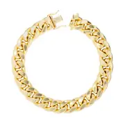 10K Yellow Gold 13mm Mens Miami Cuban Link Italian Chain Bracelet Box Clasp 8"