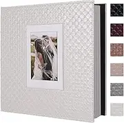 RECUTMS 60 Pages DIY Scrap book Photo Album 4x6 5x7 8x10 Pictures PU Leather Cover Wedding Photo Album Baby Picture Book Family Pictures of Any Size Scrapbook Album(White)