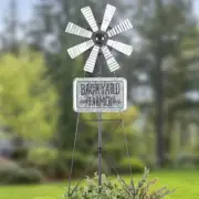 Rustic Finish "Backyard Farmer" Classic Windmill Metal Garden Stake