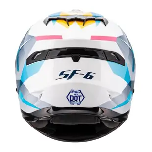 【SOL】SF-6 獨角獸 白/藍 全罩(安全帽│機車│內襯│高強度厚鏡片│藍芽耳機槽│內墨鏡片│GOGORO)