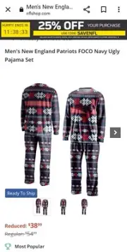 Men's New Englad Patriots FOCO Navy Pajama Set - SZ: M