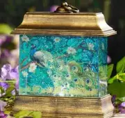 Peacock Lantern Glitter Globe with Light-Up Feature NIB