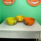 New ONE Homeware Design Vintage Ceramic Smiley Cerial Soup Bowls Dishes Set