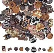 100pcs Slime Charms Coffee Theme Cute Set, Mixed Bulk Assorted Fake Dessert Cake Resin Flatback for DIY Crafts Making,Scrapbooking,Embellishments,Hair Clip (Coffee)