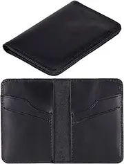 [Lupinny] Leather Slim Wallet, Credit Card Holder, Bifold, Minimalist, Front Pocket, Small Thin, Travel Wallet for Men and Women, Black, Minimalist