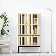 Highboard Black 70x35x125 cm Engineered Wood,Scandinavian Storage Highboard Ample Space and Durable Construction Living Room Furniture