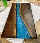 Blue Epoxy Resin River Coffee Table, Resin Center Living Area Table Furniture