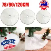 White Christmas Tree Skirt Base Faux Fur Xmas Floor Mat Ornaments Decoration UL