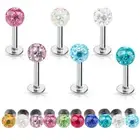 5pcs 16G Tragus Helix Labret Ring Epoxy Coved Crystal Lip Ear Bar Stud Piercing