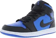 [Nike] Air Jordan 1 Mid Mens Shoes, Black/Royal Blue-black-white, 8.5
