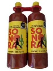 Salsa Picante Sonora Chile De Arbol Hot Sauce Salsa Mexicana 33-Ounce 2Pk