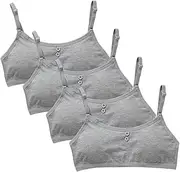 [Katutude] 4 Pack Girls Bra Wireless Cotton Padded Bra Seamless Breathable Bralettes with Removable Pads Lightweight Sports Bra