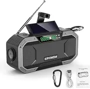 Eacam Hand Crank Radio with Flashlight, AM/FM Portable Weather Radio with 5000mAh Power Bank Phone Charger, USB Charged & Solar Power for Camping
