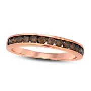 0.25 CT. T.W. Champagne Natural Diamond Channel-Set Anniversary Band in Solid 10K Rose Gold with Black Rhodium