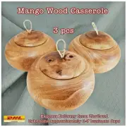 Wood Chapati Box Rustic Natural Mango Casserole Eco-Friendly Kitchenware