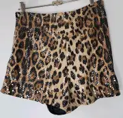 Boohoo leopard sequin hot pants. Size BNWT. Size 14.