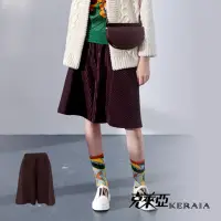 在飛比找momo購物網優惠-【KERAIA 克萊亞】摩卡蒙布朗細壓褶五分褲裙