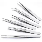 6Pack Precision Tweezers Set Anti-Static Stainless Steel for Electronics Jewelry