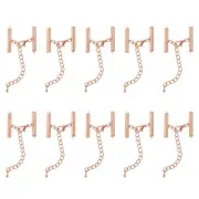 10Sets Slide on End Clasps, 25mm Tube Slider Crimp Cord Ends, Rose Gold