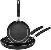RACO Smartstart Nonstick Skillet Set, 20/24/30 cm Frying Pan, Pots and Pans, Induction Compatible, Dishwasher & Oven Safe, Black