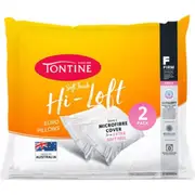 2PK Tontine Hi-Loft Euro Sleeping Pillow Cushion Rectangle Home Bedding White