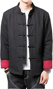[Generic] Chinese Style Winter Cotton Jacket Men's Button Tang Suit Warm Coat Retro Men's