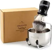 Anbbas Synthetic Badger Shaving Brush,3in1 Kit with Stainless Steel Shaving Stand and Bowl for Men Wet Close Shave