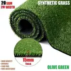 20SQM Synthetic Grass Artificial Grass Turf Plastic Fake Plant Lawn -15mm Olive