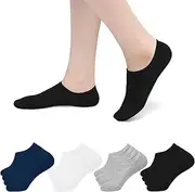 [LURVOUS] 8 Pairs Cotton No Show Socks for Women, Trainer Socks Invisible Socks Non Slip Low Cut Ankle Socks, Women Cotton Liner Socks for Sports, Running, Size 4-9
