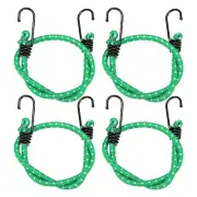 4Pcs Bungee Cord with Hooks 24" Rubber Bungee Cords for Outdoor, Green