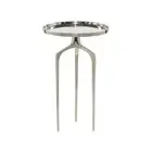 Litton Lane 16 in. Silver Tray Inspired Top Large Round Aluminum End Accent with