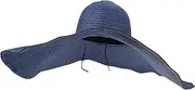 [Healeved] Foldable Wide Brim Straw Beach Hat for Women Protection Summer Sun Hat Brim Hat for Beach Outdoor Activities Travel and Vacation Navy