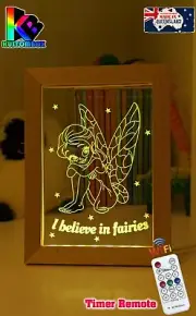 CUTE FAIRY I BELIEVE PERSONALISED 3D LED Night Light 7 Colour Change Kids Lamp