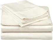 Murphy, Wall Bed Linen (4 Pcs Sheet Set) for Murphy Bed/Wall Bed Ivory Solid 100% Cotton 400 Thread Count - Queen Size - with 6 inches deep.