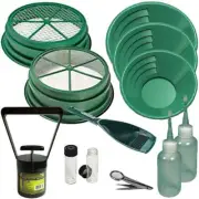 12pc Green Large Gold 1/4" & 1/8" Classifier Screen & Gold Pan Panning Kit