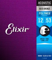 Elixir 11050 Acoustic 80/20 Bronze Light Strings with POLYWEB Coating 12-53
