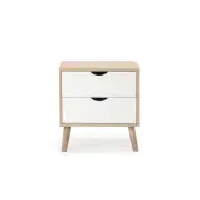 Nyhavn Collection Chest of 2 Drawer Bedside Nightstand Side Table - White/Oak - White