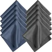 Romon Pack of 10 Microfibre Cleaning Cloths, Glasses Cleaning Cloths 20 x 20 cm, Reusable, Glasses Cleaning Cloth for Glasses, Cameras, Lenses, Glasses, Screens, Tablet, Dark Blue/Dark Grey