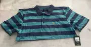 Brixton Men's S/S Polo Shirt HILT II - Aqua/Washed Navy NWT Medium