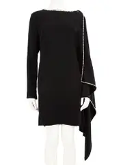 McQ Black Draped Crystal Trim Dress
