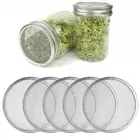 5pcs Wide Mason Jar Metal Mesh Strainer Sprouting Lid Cap Screen Filter Net